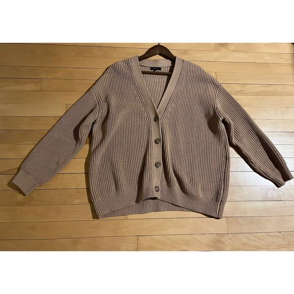 Quince Beige Cardigan Organic Cotton Sweater - Size Small - Picture 3 of 5